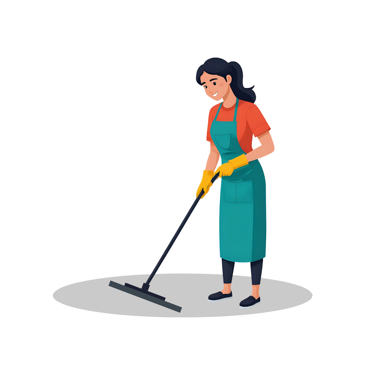 Employé de nettoyage souriant en action